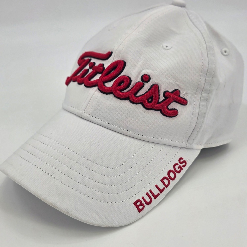 TITLEIST GEORGIA BULLDOGS HAT OSFA WHITE RED NCAA GOLF ADJUSTABLE PERFORMANCE